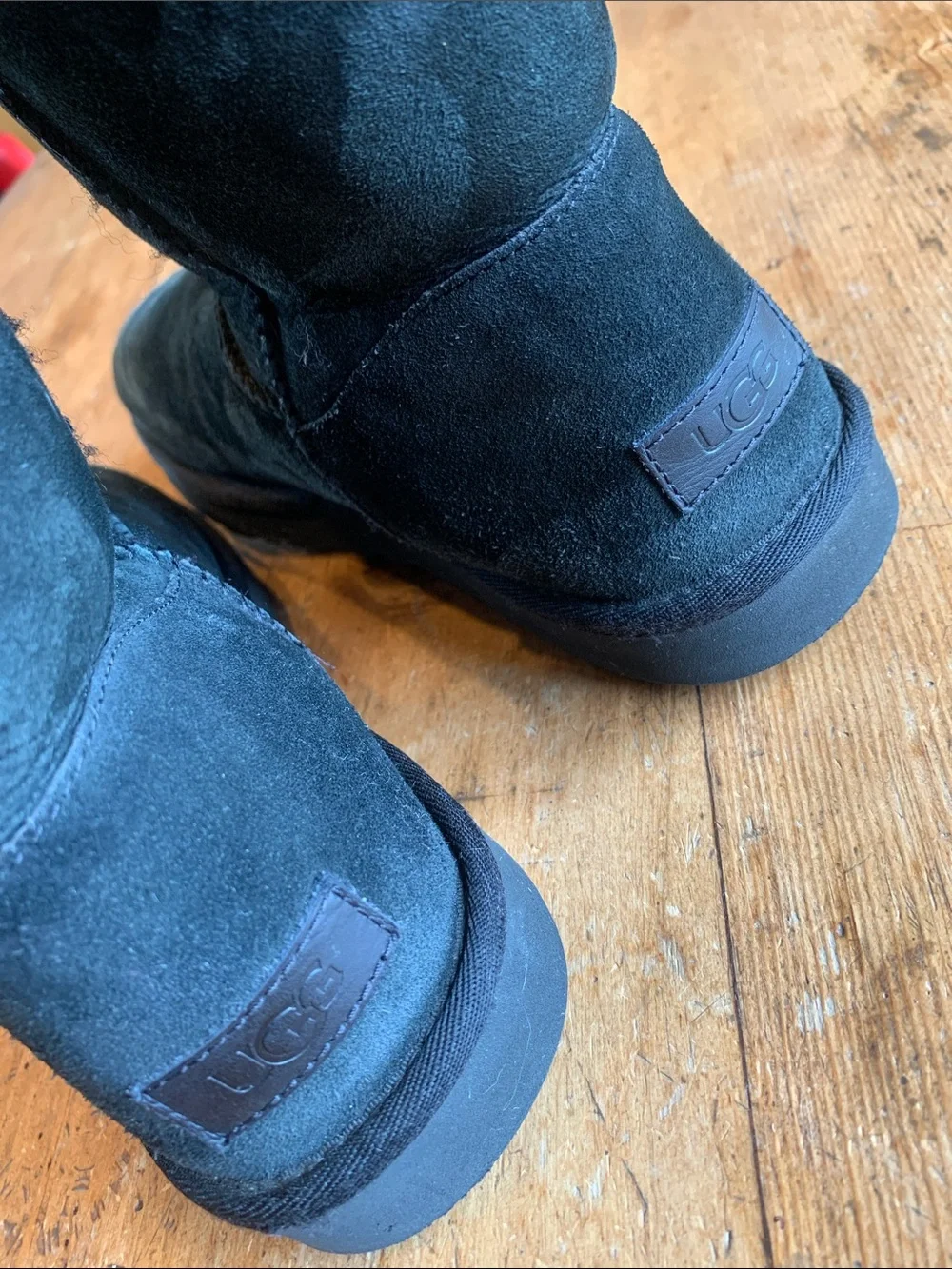 UGG Black Suede Short Shearling Boots